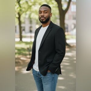 You Jin Black 100% Cashmere Tailored Suit Coat Jacket 38-40R Men Lined Formal